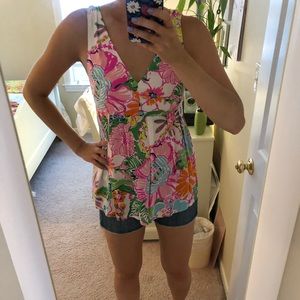 Lilly Pulitzer rainbow floral tank blouse